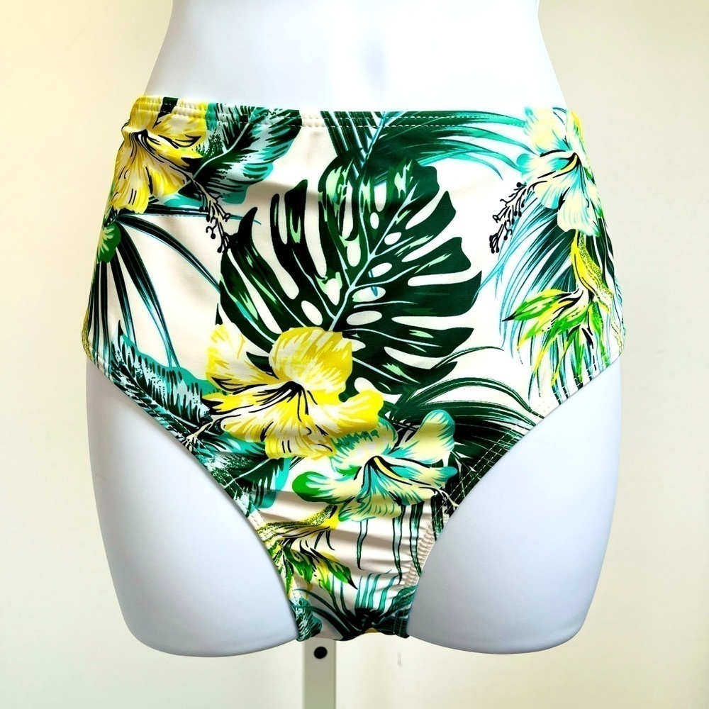 Floral Print Medium High Waisted Bikini Bottom Full Coverage NWOT